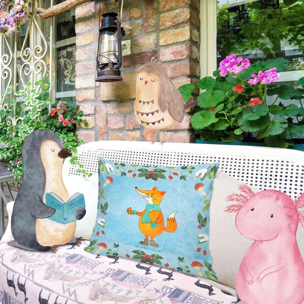 40x40 Kissen Fuchs Keksdose Kissenhülle, Kopfkissen, Sofakissen, Dekokissen, Motivkissen, Winter, Weihnachten, Weihnachtsdeko, Nikolaus, Advent, Heiligabend, Wintermotiv