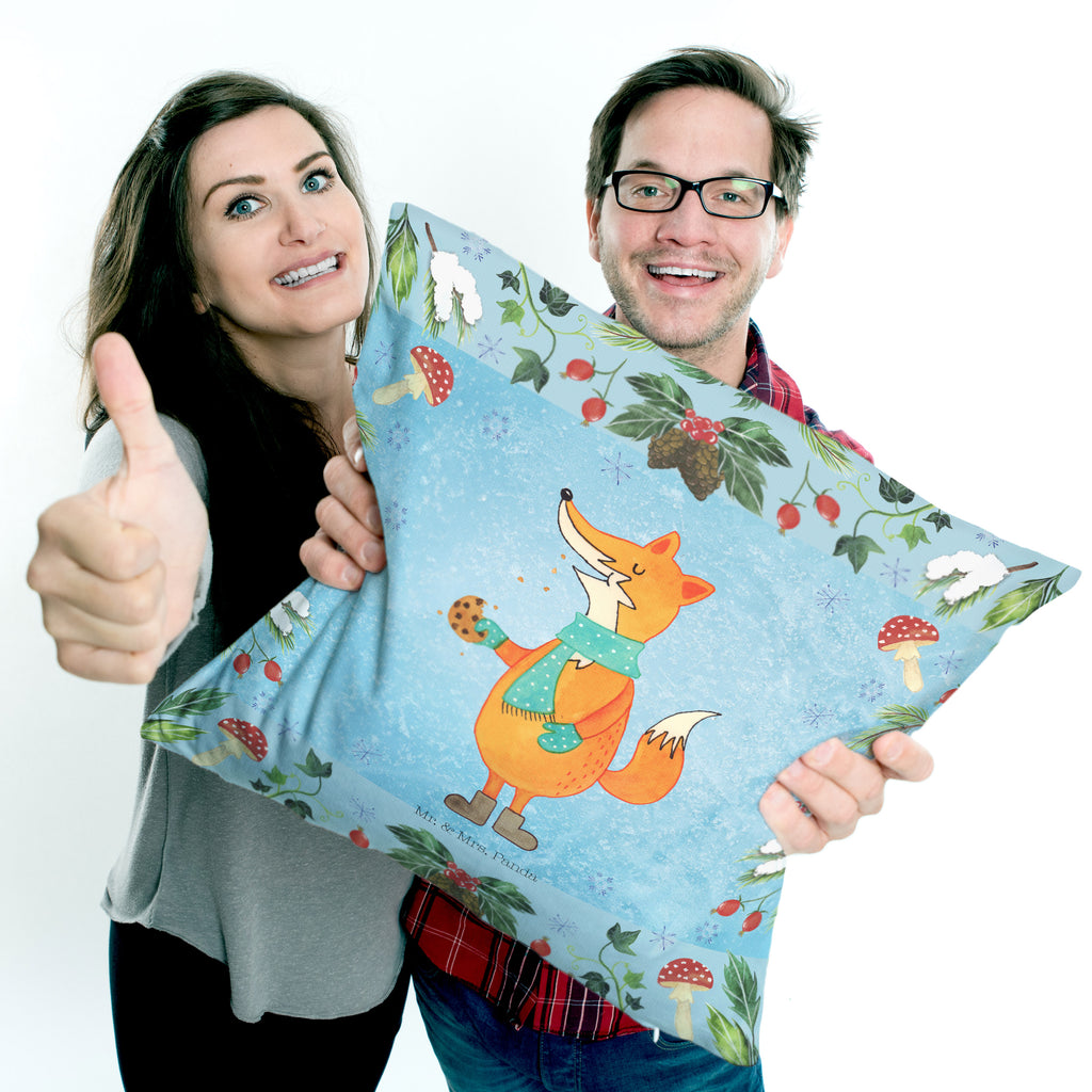 40x40 Kissen Fuchs Keksdose Kissenhülle, Kopfkissen, Sofakissen, Dekokissen, Motivkissen, Winter, Weihnachten, Weihnachtsdeko, Nikolaus, Advent, Heiligabend, Wintermotiv
