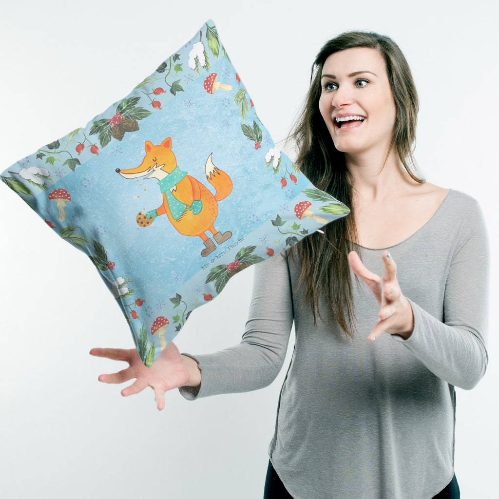 40x40 Kissen Fuchs Keksdose Kissenhülle, Kopfkissen, Sofakissen, Dekokissen, Motivkissen, Winter, Weihnachten, Weihnachtsdeko, Nikolaus, Advent, Heiligabend, Wintermotiv