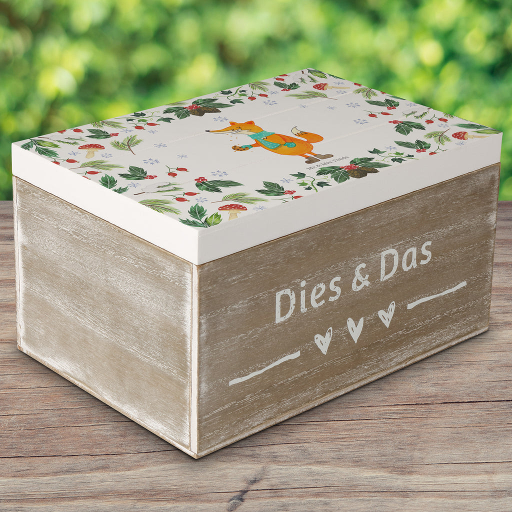 Holzkiste Fuchs Keksdose Holzkiste, Kiste, Schatzkiste, Truhe, Schatulle, XXL, Erinnerungsbox, Erinnerungskiste, Dekokiste, Aufbewahrungsbox, Winter, Weihnachten, Weihnachtsdeko, Nikolaus, Advent, Heiligabend, Wintermotiv