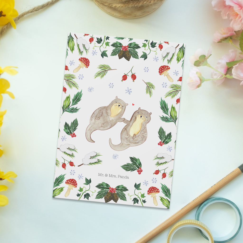 Postkarte Otter Glühweinstand Geschenkkarte, Grußkarte, Karte, Einladung, Ansichtskarte, Geburtstagskarte, Einladungskarte, Dankeskarte, Winter, Weihnachten, Weihnachtsdeko, Nikolaus, Advent, Heiligabend, Wintermotiv