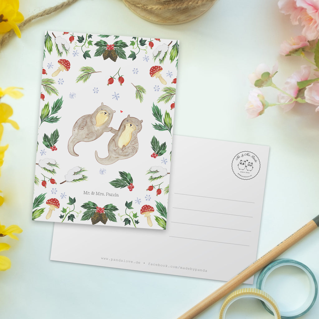 Postkarte Otter Glühweinstand Geschenkkarte, Grußkarte, Karte, Einladung, Ansichtskarte, Geburtstagskarte, Einladungskarte, Dankeskarte, Winter, Weihnachten, Weihnachtsdeko, Nikolaus, Advent, Heiligabend, Wintermotiv