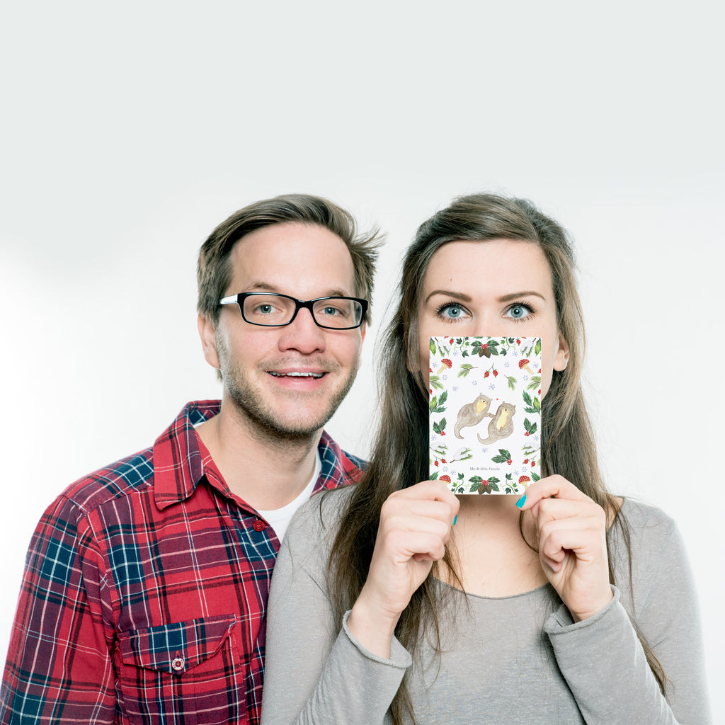 Postkarte Otter Glühweinstand Geschenkkarte, Grußkarte, Karte, Einladung, Ansichtskarte, Geburtstagskarte, Einladungskarte, Dankeskarte, Winter, Weihnachten, Weihnachtsdeko, Nikolaus, Advent, Heiligabend, Wintermotiv
