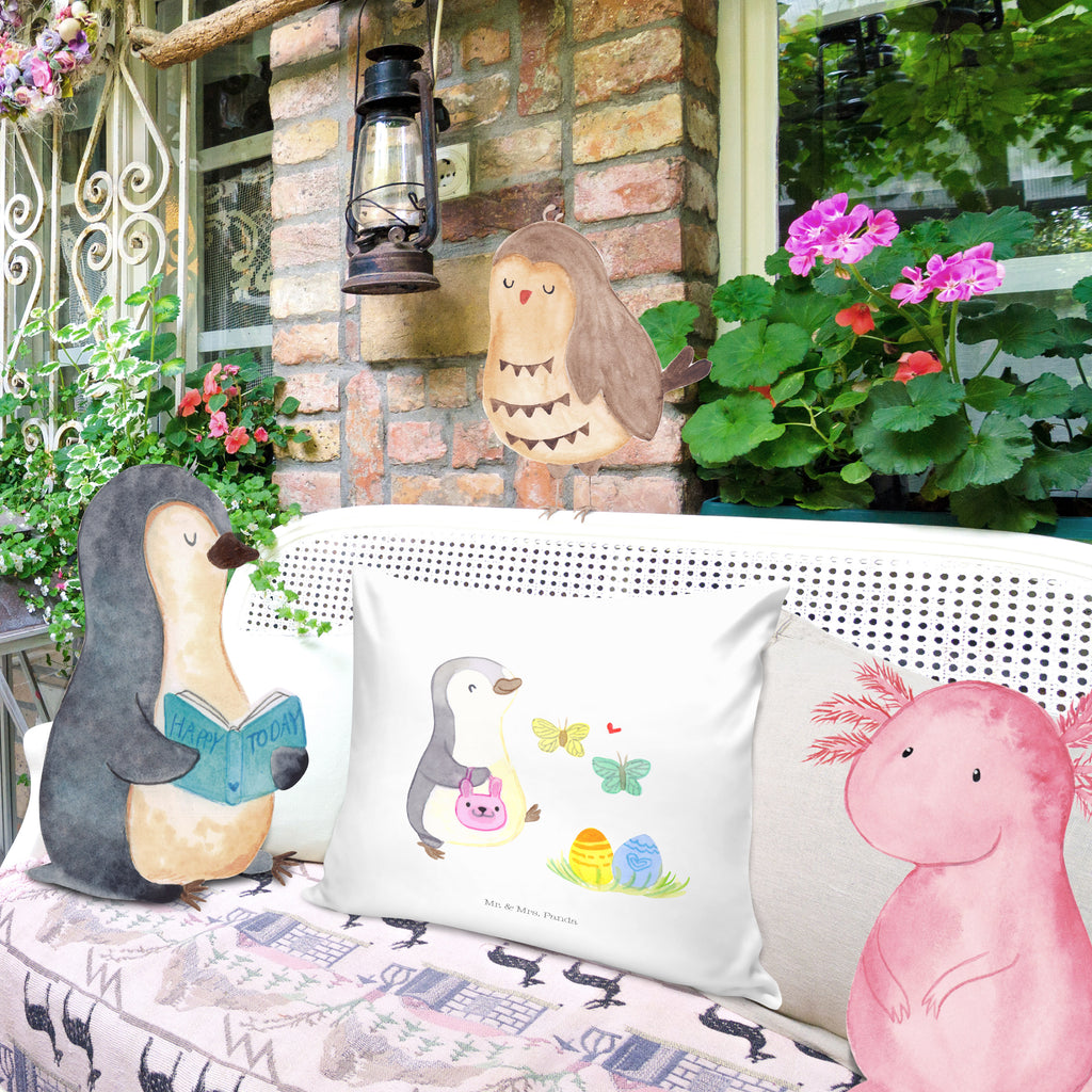40x40 Kissen Pinguin Eiersuche Kissenhülle, Kopfkissen, Sofakissen, Dekokissen, Motivkissen, Ostern, Osterhase, Ostergeschenke, Osternest, Osterdeko, Geschenk zu Ostern