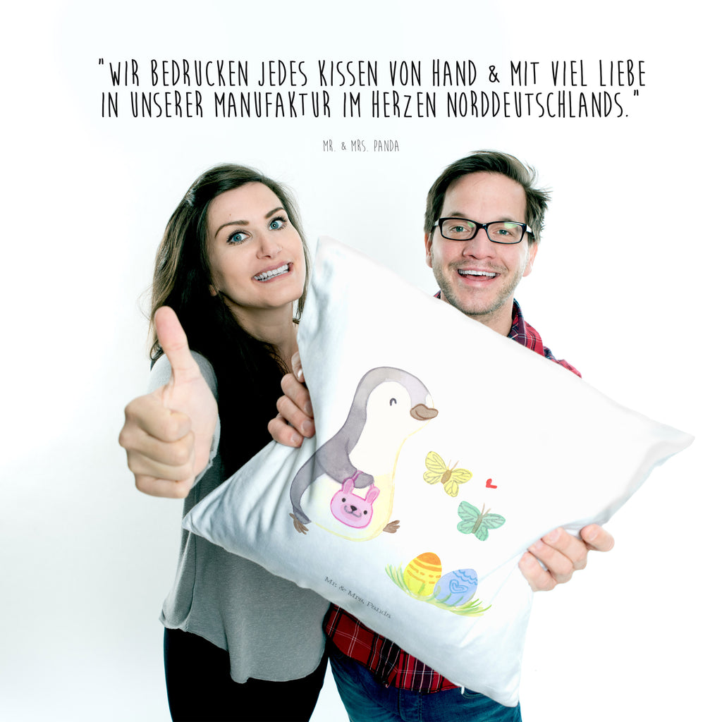 40x40 Kissen Pinguin Eiersuche Kissenhülle, Kopfkissen, Sofakissen, Dekokissen, Motivkissen, Ostern, Osterhase, Ostergeschenke, Osternest, Osterdeko, Geschenk zu Ostern