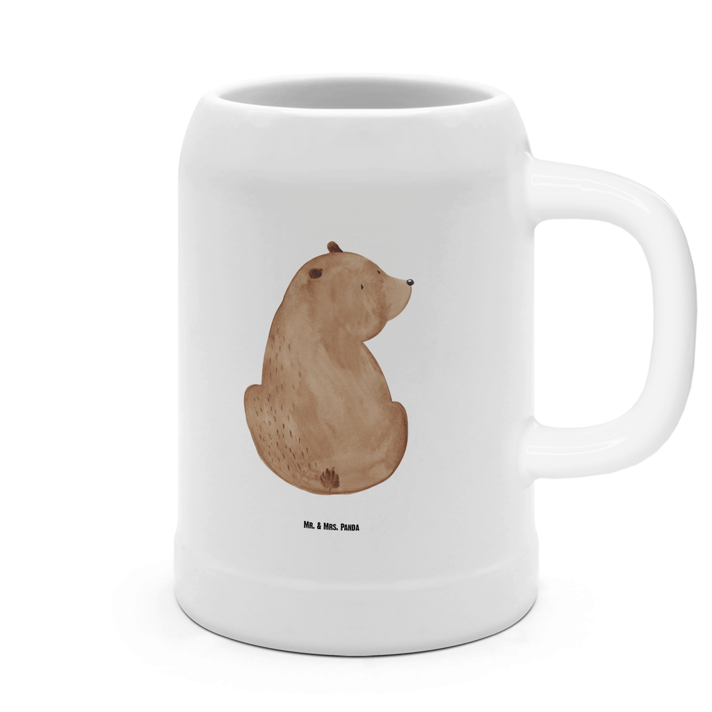 Bierkrug Bär Schulterblick Bierkrug, Bierkrüge, Bierkrug Steingut, Steinkrüge, 0, 5 l, 500ml, Krug, Bär, Teddy, Teddybär, Selbstachtung, Weltansicht, Motivation, Bären, Bärenliebe, Weisheit
