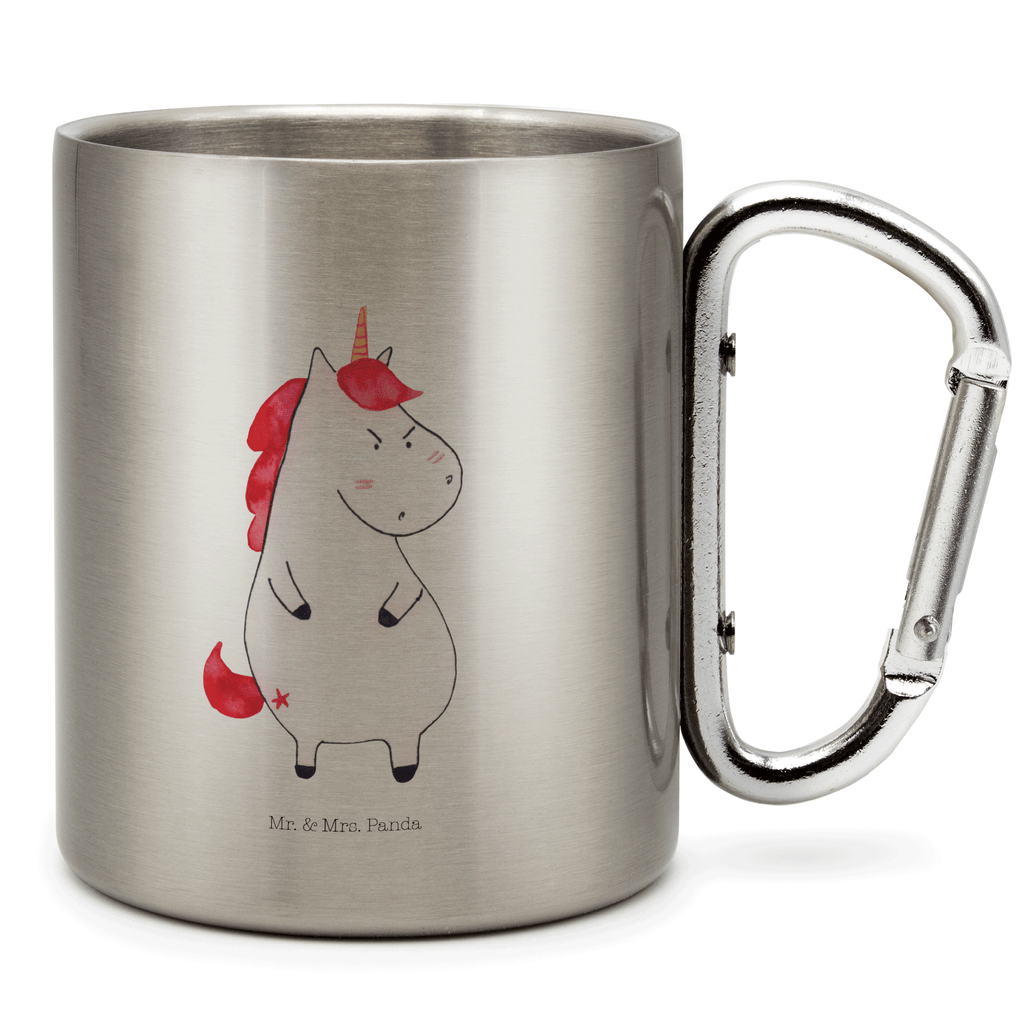 Edelstahlbecher Einhorn wütend Edelstahltasse, Karabiner, Edelstahlbecher, Outdoor, Camping, Tasse, Becher, Einhorn, Einhörner, Einhorn Deko, Pegasus, Unicorn, Realität, Ansage, lustlos, nein, Büro, Arbeit, wütend, dumme Fragen, lustig, Spaß, Geschenk