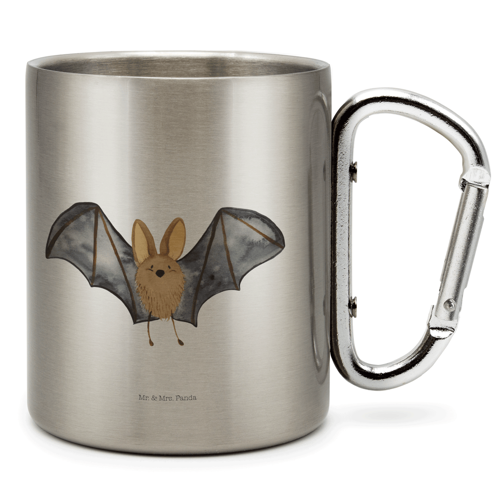 Edelstahlbecher Fledermaus Flügel Edelstahltasse, Karabiner, Edelstahlbecher, Outdoor, Camping, Tasse, Becher, Tiermotive, Gute Laune, lustige Sprüche, Tiere