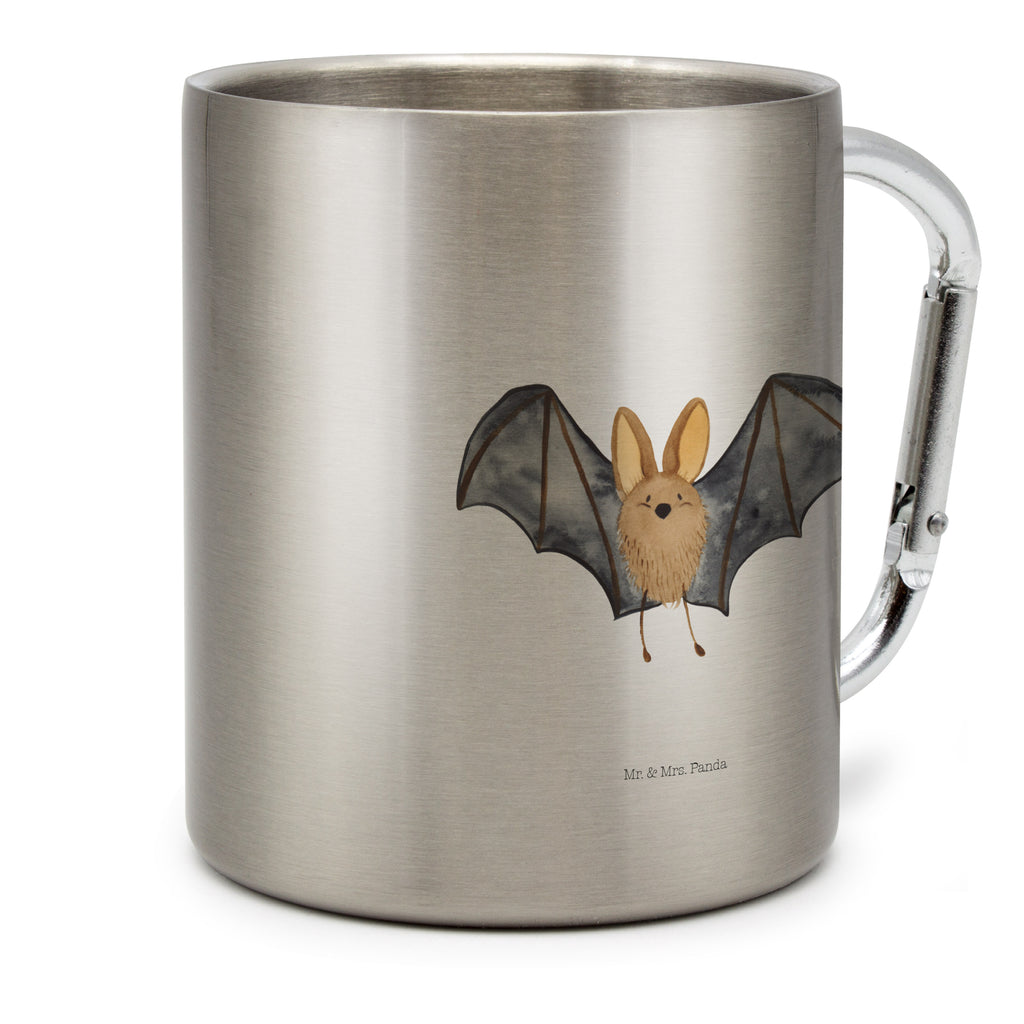 Edelstahlbecher Fledermaus Flügel Edelstahltasse, Karabiner, Edelstahlbecher, Outdoor, Camping, Tasse, Becher, Tiermotive, Gute Laune, lustige Sprüche, Tiere