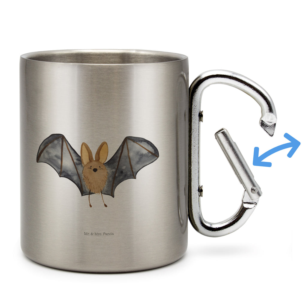 Edelstahlbecher Fledermaus Flügel Edelstahltasse, Karabiner, Edelstahlbecher, Outdoor, Camping, Tasse, Becher, Tiermotive, Gute Laune, lustige Sprüche, Tiere