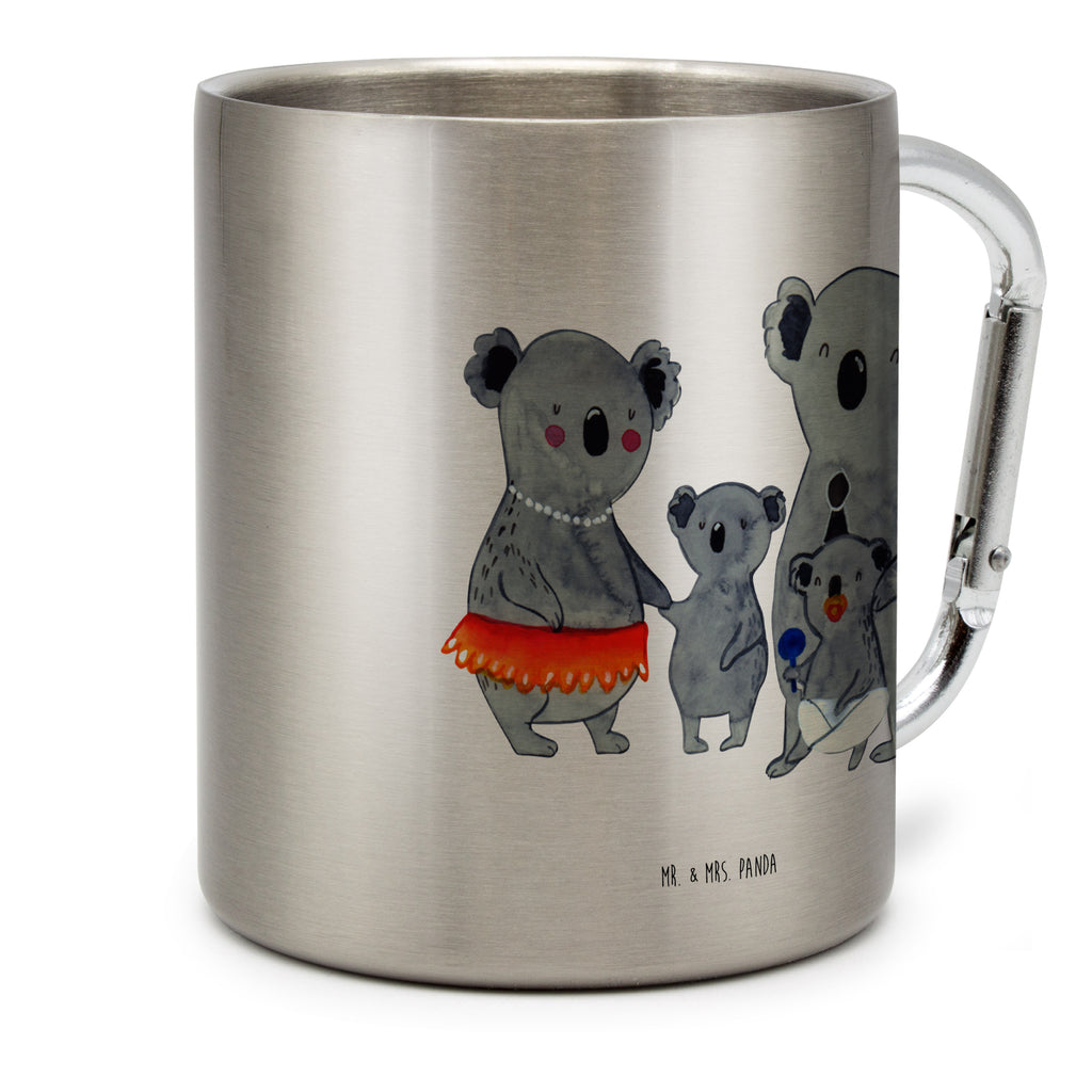 Edelstahlbecher Koala Familie Edelstahltasse, Karabiner, Edelstahlbecher, Outdoor, Camping, Tasse, Becher, Familie, Vatertag, Muttertag, Bruder, Schwester, Mama, Papa, Oma, Opa, Koala, Koalas, Family, Kinder, Geschwister, Familienleben