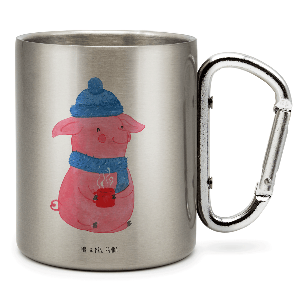 Edelstahlbecher Lallelndes Glühschwein Edelstahltasse, Karabiner, Edelstahlbecher, Outdoor, Camping, Tasse, Becher, Winter, Weihnachten, Weihnachtsdeko, Nikolaus, Advent, Heiligabend, Wintermotiv, Glühwein, Betrunken, Weihnachtsmarkt, Spruch