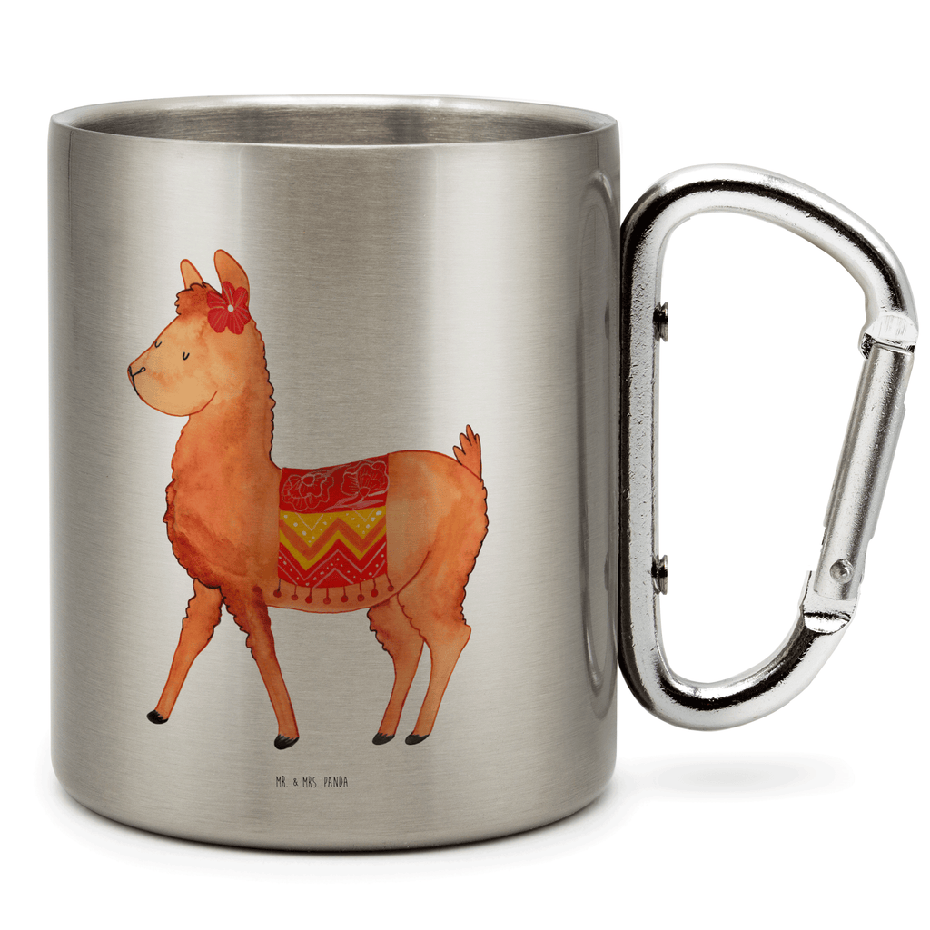 Edelstahlbecher Alpaka stolz Edelstahltasse, Karabiner, Edelstahlbecher, Outdoor, Camping, Tasse, Becher, Alpaka, Lama