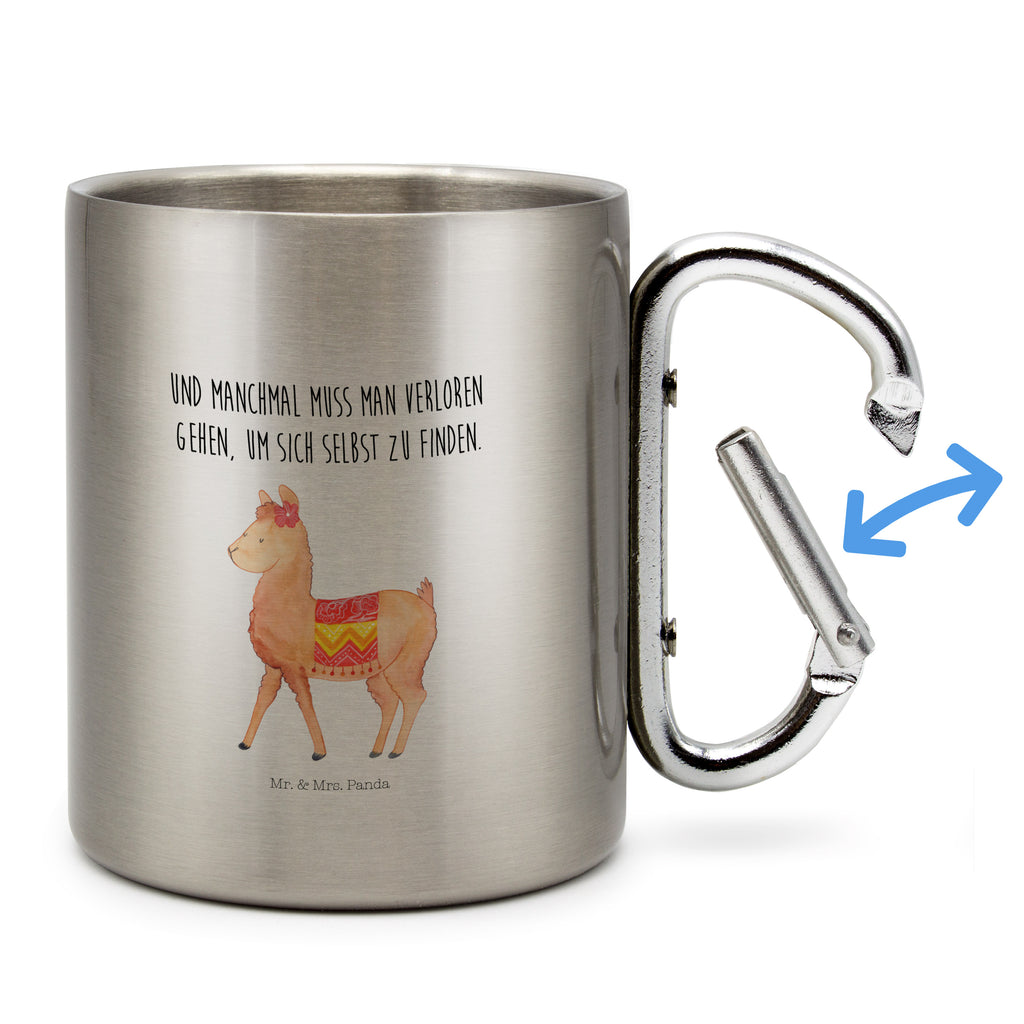 Edelstahlbecher Alpaka stolz Edelstahltasse, Karabiner, Edelstahlbecher, Outdoor, Camping, Tasse, Becher, Alpaka, Lama