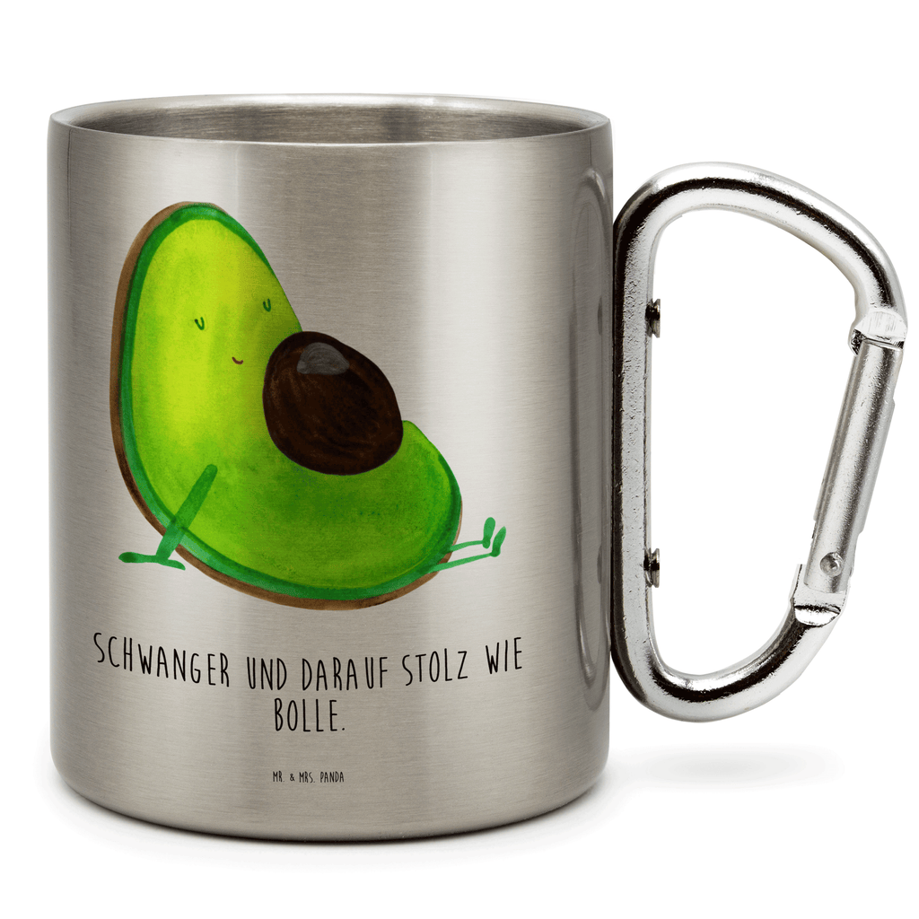 Edelstahlbecher Avocado schwanger Edelstahltasse, Karabiner, Edelstahlbecher, Outdoor, Camping, Tasse, Becher, Avocado, Veggie, Vegan, Gesund, schwanger, Schwangerschaft, Babyparty, Babyshower
