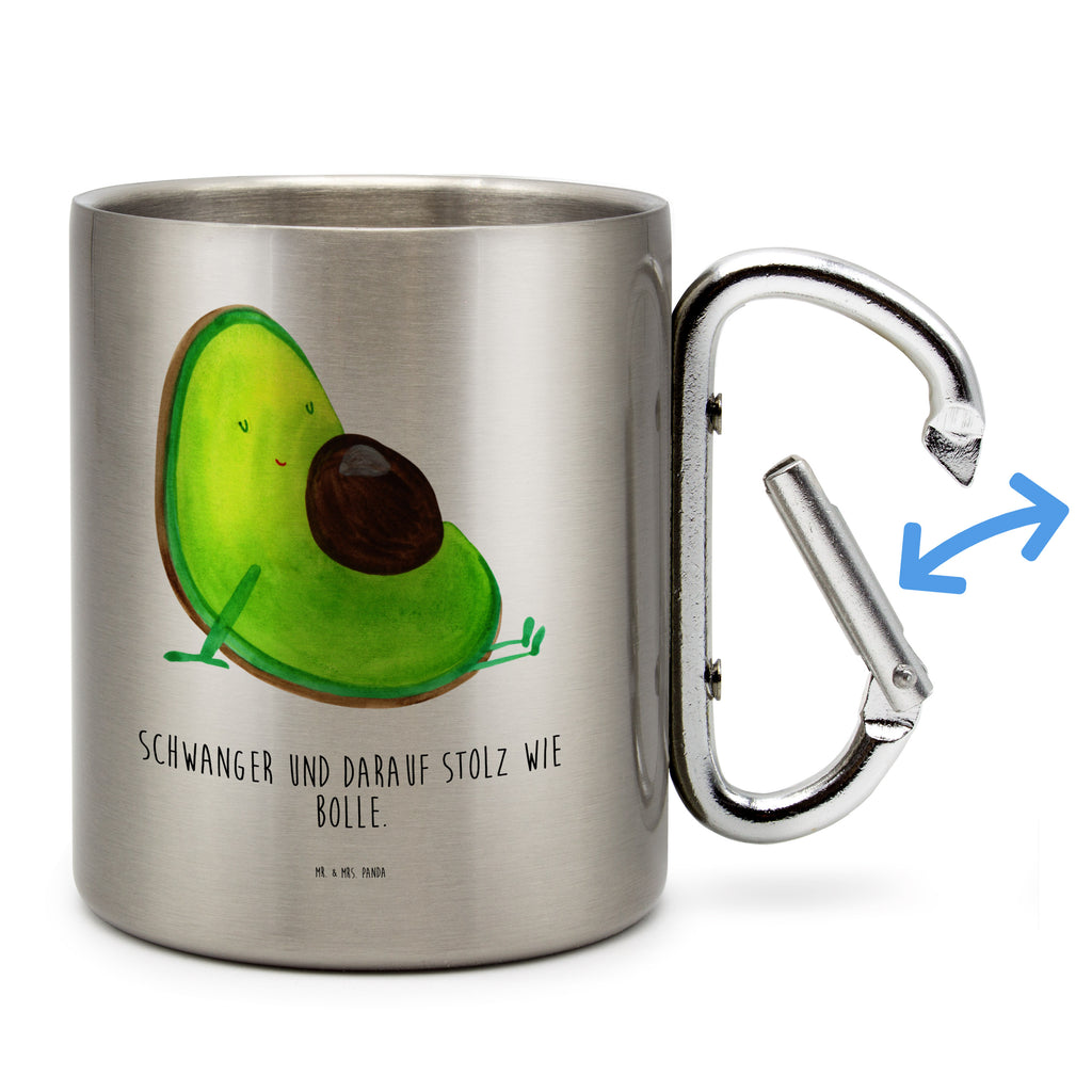 Edelstahlbecher Avocado schwanger Edelstahltasse, Karabiner, Edelstahlbecher, Outdoor, Camping, Tasse, Becher, Avocado, Veggie, Vegan, Gesund, schwanger, Schwangerschaft, Babyparty, Babyshower