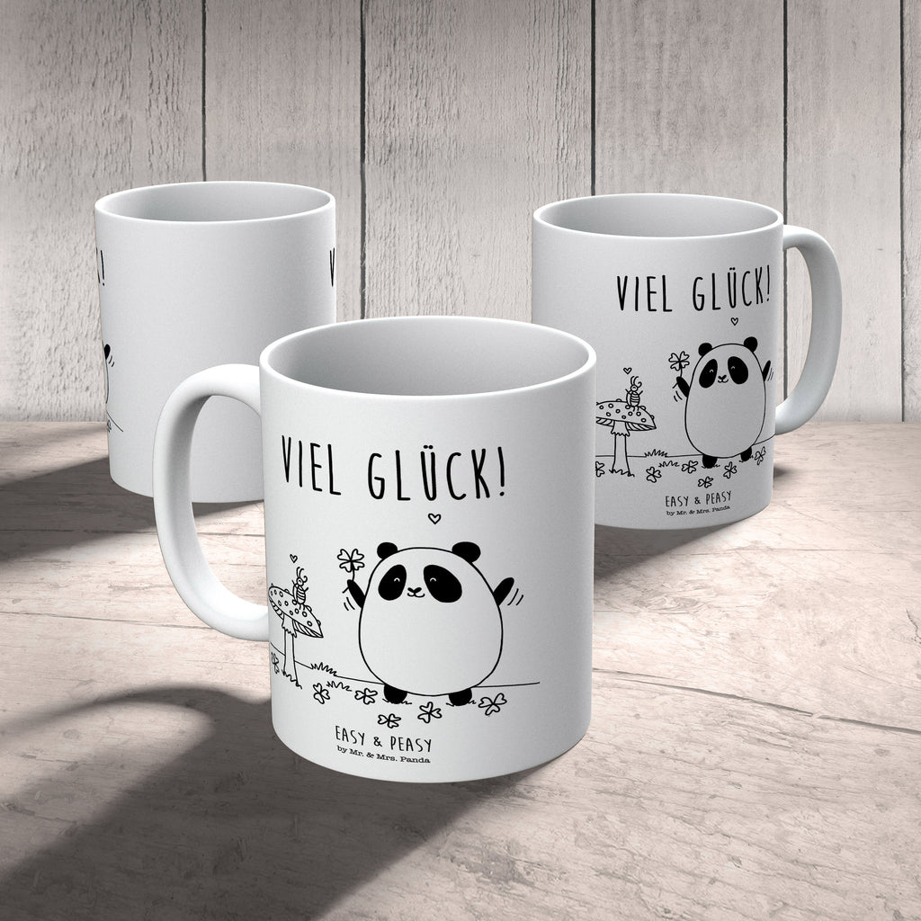 Tasse Easy & Peasy Viel Glück  Becher, Kaffeetasse, Kaffeebecher, Tee, Frühstück, Büro  