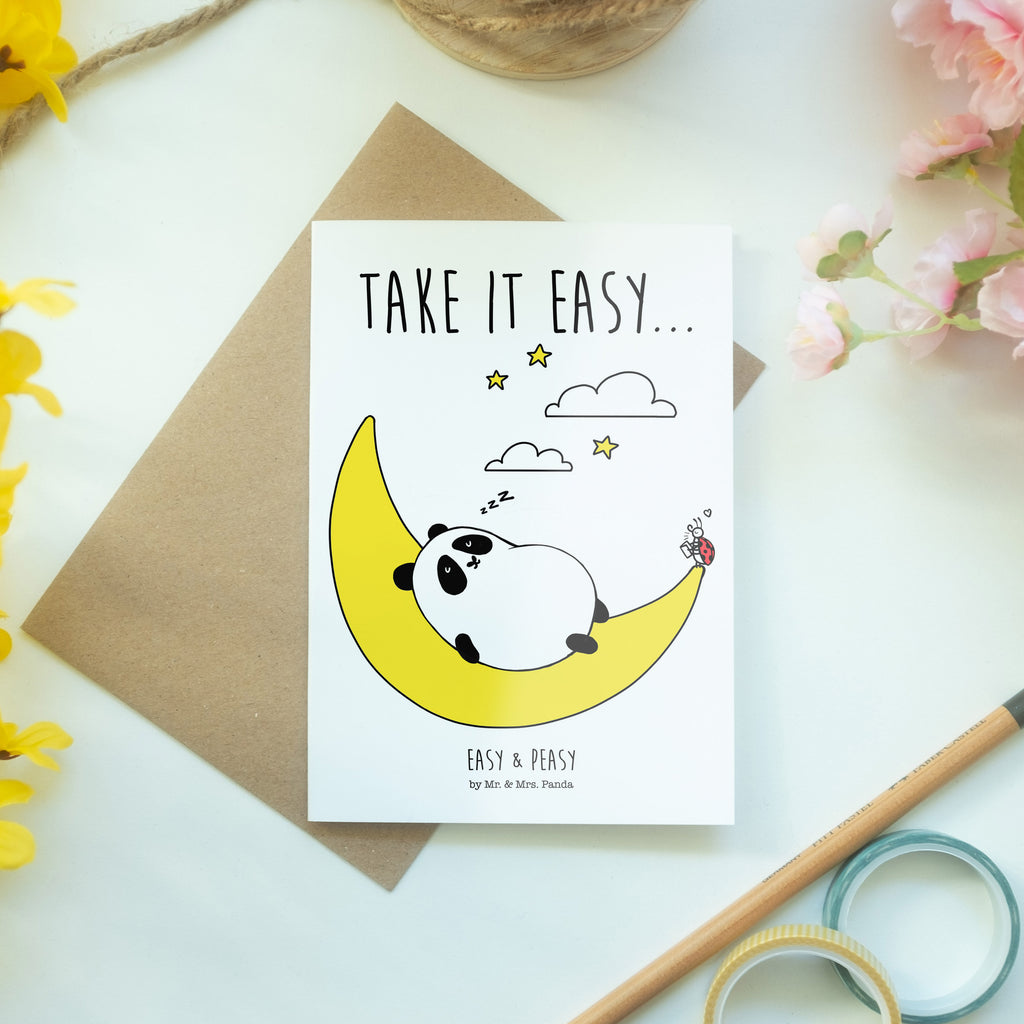 Grußkarte Easy & Peasy Take it Easy  Klappkarte, Einladungskarte, Glückwunschkarte, Hochzeitskarte, Geburtstagskarte, Karte  