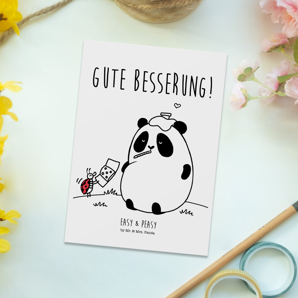Postkarte Easy & Peasy Gute Besserung  Geschenkkarte, Grußkarte, Karte, Einladung, Ansichtskarte, Geburtstagskarte, Einladungskarte  