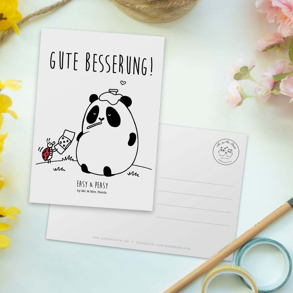 Postkarte Easy & Peasy Gute Besserung  Geschenkkarte, Grußkarte, Karte, Einladung, Ansichtskarte, Geburtstagskarte, Einladungskarte  