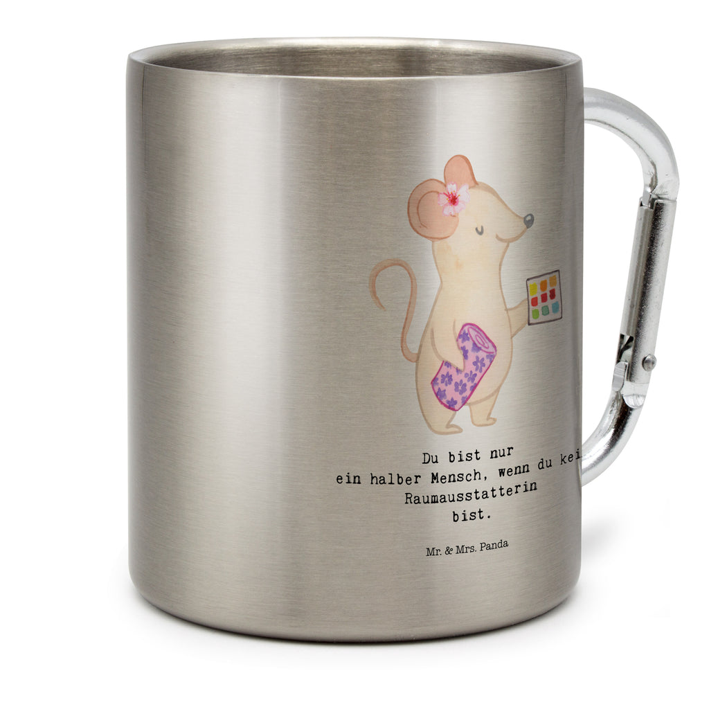 Edelstahlbecher Raumausstatterin mit Herz Edelstahltasse, Karabiner, Edelstahlbecher, Outdoor, Camping, Tasse, Becher, Beruf, Ausbildung, Jubiläum, Abschied, Rente, Kollege, Kollegin, Geschenk, Schenken, Arbeitskollege, Mitarbeiter, Firma, Danke, Dankeschön