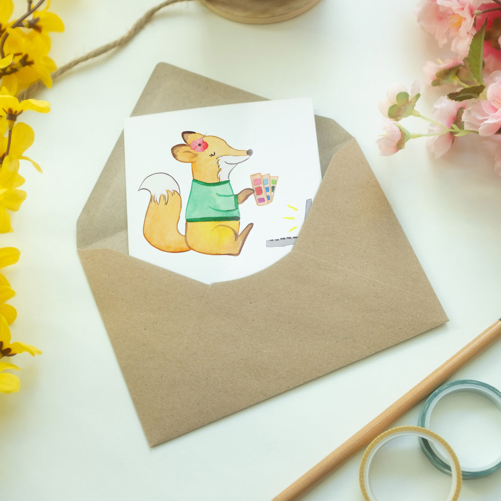 Grußkarte Grafikerin mit Herz Klappkarte, Einladungskarte, Glückwunschkarte, Hochzeitskarte, Geburtstagskarte, Karte, Beruf, Ausbildung, Jubiläum, Abschied, Rente, Kollege, Kollegin, Geschenk, Schenken, Arbeitskollege, Mitarbeiter, Firma, Danke, Dankeschön, Grafikerin, Designer, Mediengestalter, Grafikdesignerin