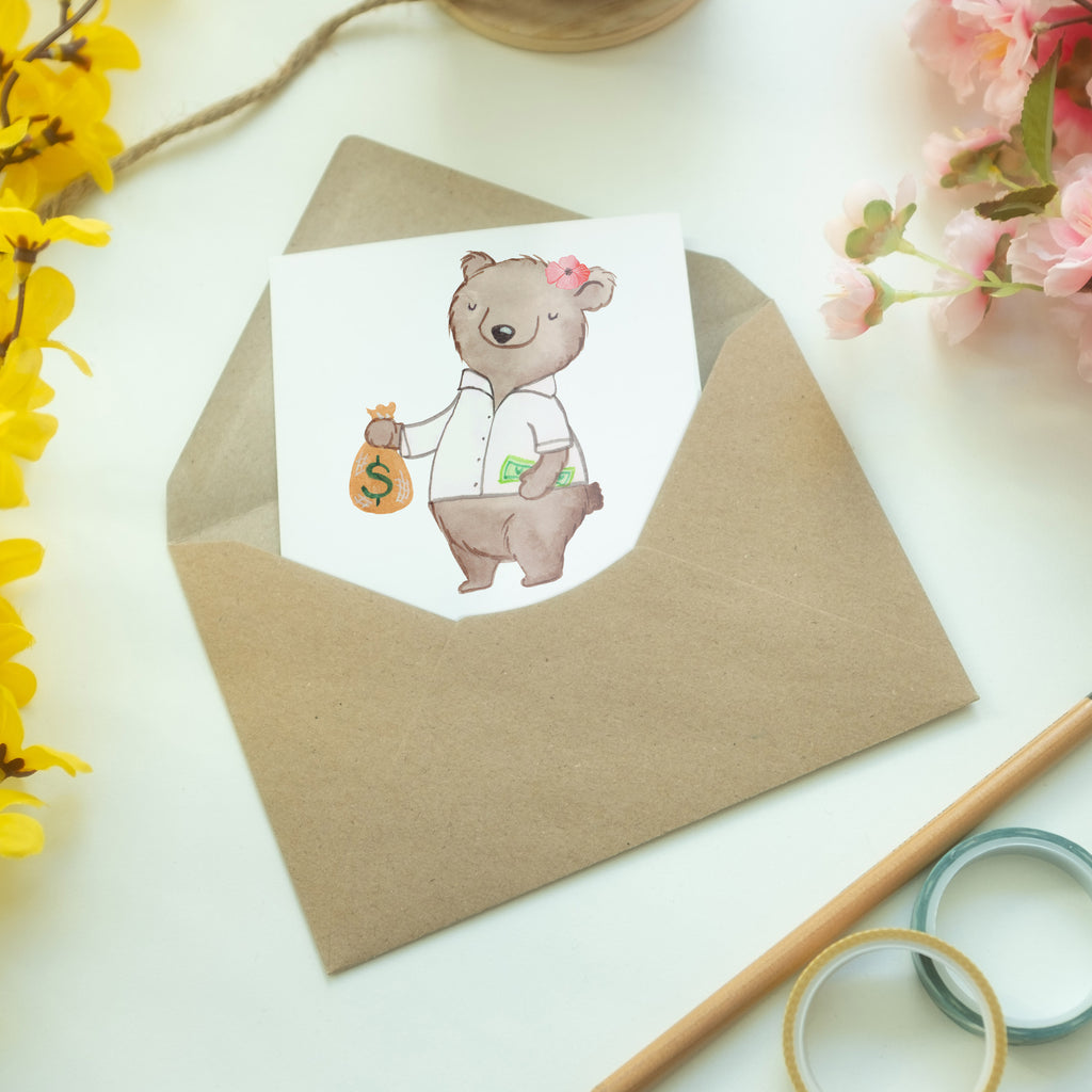 Grußkarte Bänkerin mit Herz Klappkarte, Einladungskarte, Glückwunschkarte, Hochzeitskarte, Geburtstagskarte, Karte, Beruf, Ausbildung, Jubiläum, Abschied, Rente, Kollege, Kollegin, Geschenk, Schenken, Arbeitskollege, Mitarbeiter, Firma, Danke, Dankeschön, Bänkerin, Bankfachfrau, Bankangestellte, Bankberaterin