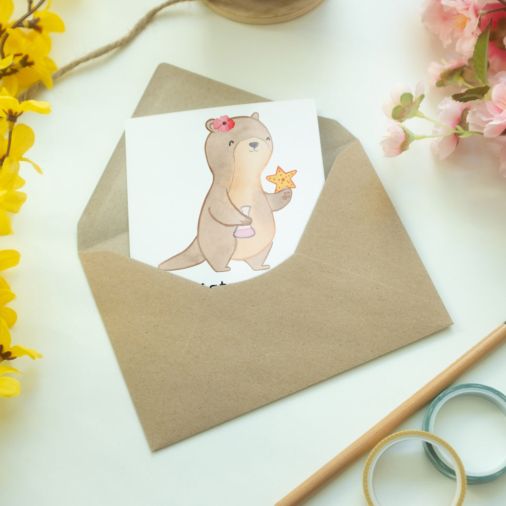 Grußkarte Meeresbiologin mit Herz Klappkarte, Einladungskarte, Glückwunschkarte, Hochzeitskarte, Geburtstagskarte, Karte, Beruf, Ausbildung, Jubiläum, Abschied, Rente, Kollege, Kollegin, Geschenk, Schenken, Arbeitskollege, Mitarbeiter, Firma, Danke, Dankeschön, Meeresbiologin, Meereskundlerin, Naturwissenschaftlerin, Meeresforscherin, maritime Forschung, Studium