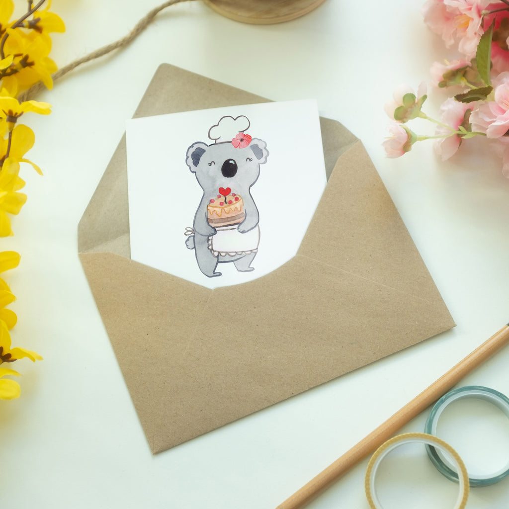 Grußkarte Konditorin mit Herz Klappkarte, Einladungskarte, Glückwunschkarte, Hochzeitskarte, Geburtstagskarte, Karte, Beruf, Ausbildung, Jubiläum, Abschied, Rente, Kollege, Kollegin, Geschenk, Schenken, Arbeitskollege, Mitarbeiter, Firma, Danke, Dankeschön, Konditorin, Kuchenbäckerin, Patissierin, Confiseurin, Bäckerin