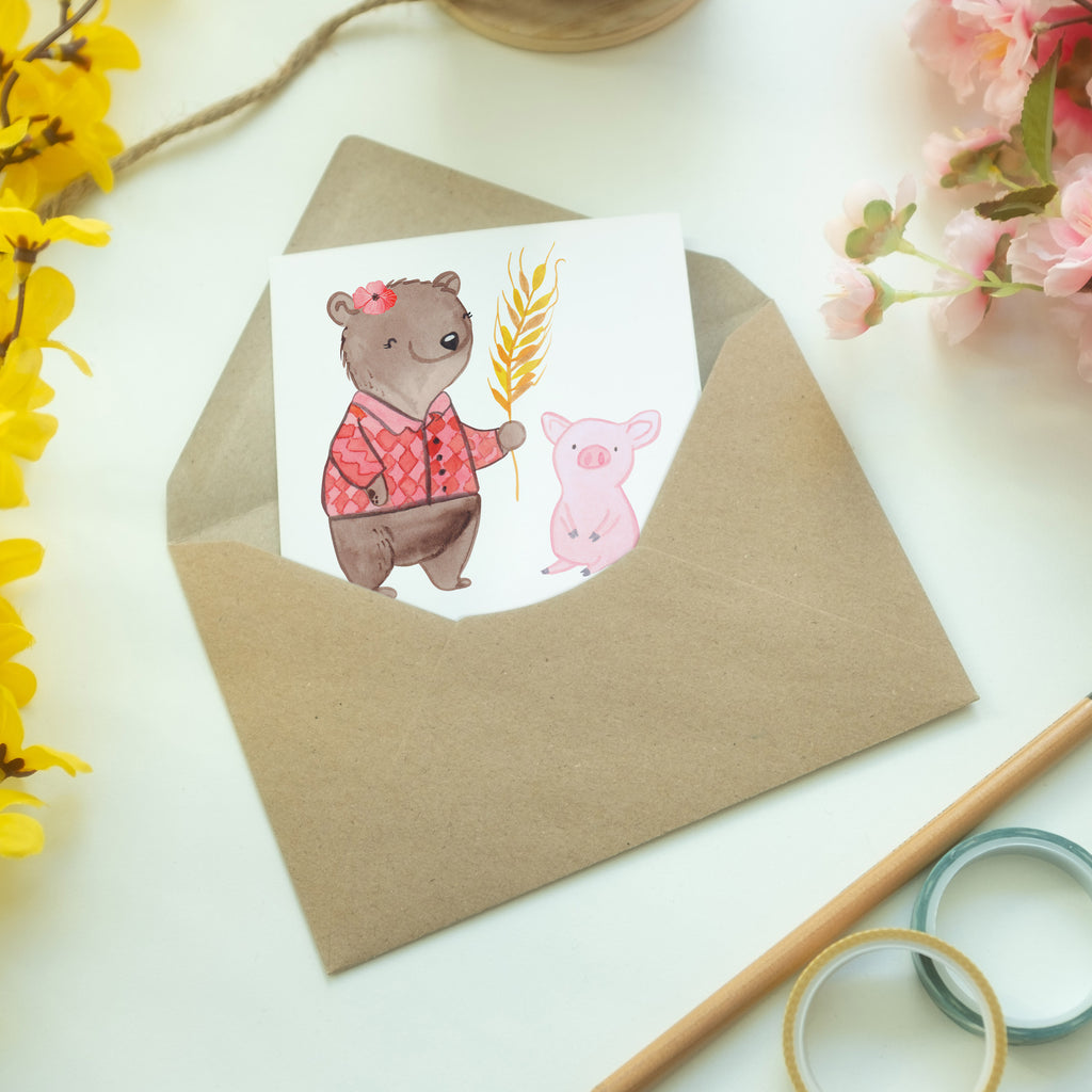 Grußkarte Landwirtin mit Herz Klappkarte, Einladungskarte, Glückwunschkarte, Hochzeitskarte, Geburtstagskarte, Karte, Beruf, Ausbildung, Jubiläum, Abschied, Rente, Kollege, Kollegin, Geschenk, Schenken, Arbeitskollege, Mitarbeiter, Firma, Danke, Dankeschön, Landwirtin, Bäuerin, Tierwirtin, Agronomin, Farmerin, Bauernhof