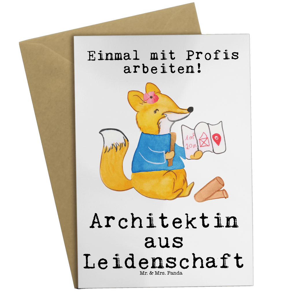 Grußkarte Architektin aus Leidenschaft Klappkarte, Einladungskarte, Glückwunschkarte, Hochzeitskarte, Geburtstagskarte, Karte, Beruf, Ausbildung, Jubiläum, Abschied, Rente, Kollege, Kollegin, Geschenk, Schenken, Arbeitskollege, Mitarbeiter, Firma, Danke, Dankeschön, Architektin, Innenarchitektin, Architekturbüro