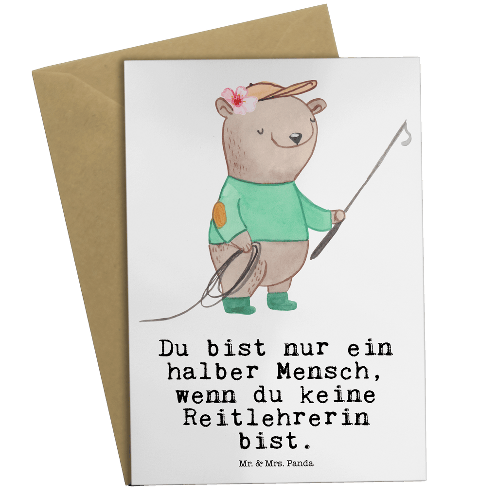 Grußkarte Reitlehrerin mit Herz Klappkarte, Einladungskarte, Glückwunschkarte, Hochzeitskarte, Geburtstagskarte, Karte, Beruf, Ausbildung, Jubiläum, Abschied, Rente, Kollege, Kollegin, Geschenk, Schenken, Arbeitskollege, Mitarbeiter, Firma, Danke, Dankeschön