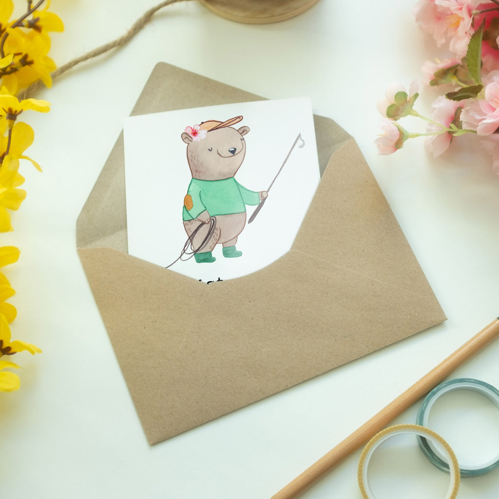 Grußkarte Reitlehrerin mit Herz Klappkarte, Einladungskarte, Glückwunschkarte, Hochzeitskarte, Geburtstagskarte, Karte, Beruf, Ausbildung, Jubiläum, Abschied, Rente, Kollege, Kollegin, Geschenk, Schenken, Arbeitskollege, Mitarbeiter, Firma, Danke, Dankeschön