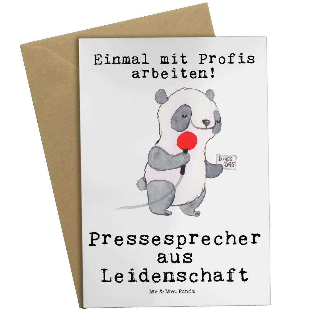 Grußkarte Pressesprecher aus Leidenschaft Klappkarte, Einladungskarte, Glückwunschkarte, Hochzeitskarte, Geburtstagskarte, Karte, Beruf, Ausbildung, Jubiläum, Abschied, Rente, Kollege, Kollegin, Geschenk, Schenken, Arbeitskollege, Mitarbeiter, Firma, Danke, Dankeschön