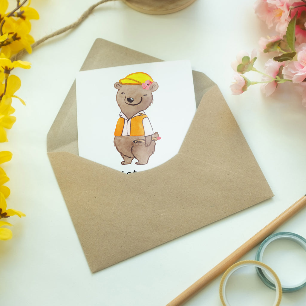 Grußkarte Bauingenieurin mit Herz Klappkarte, Einladungskarte, Glückwunschkarte, Hochzeitskarte, Geburtstagskarte, Karte, Beruf, Ausbildung, Jubiläum, Abschied, Rente, Kollege, Kollegin, Geschenk, Schenken, Arbeitskollege, Mitarbeiter, Firma, Danke, Dankeschön, Bauingenieurin, Statikerin, Ingeniuerin, Baustelle, Studium