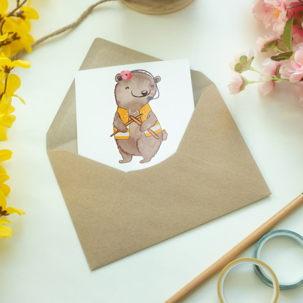 Grußkarte Fluglotsin mit Herz Klappkarte, Einladungskarte, Glückwunschkarte, Hochzeitskarte, Geburtstagskarte, Karte, Beruf, Ausbildung, Jubiläum, Abschied, Rente, Kollege, Kollegin, Geschenk, Schenken, Arbeitskollege, Mitarbeiter, Firma, Danke, Dankeschön, Fluglotsin, Flugverkehrsleiterin, Luftfahrtpersonal, Flugsicherung