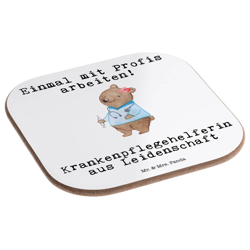 Quadratische Untersetzer Krankenpflegehelferin aus Leidenschaft Bierdeckel, Glasuntersetzer, Untersetzer Gläser, Getränkeuntersetzer, Beruf, Ausbildung, Jubiläum, Abschied, Rente, Kollege, Kollegin, Geschenk, Schenken, Arbeitskollege, Mitarbeiter, Firma, Danke, Dankeschön, Krankenpflegehelferin, Pflegehelferin, Pflegekraft