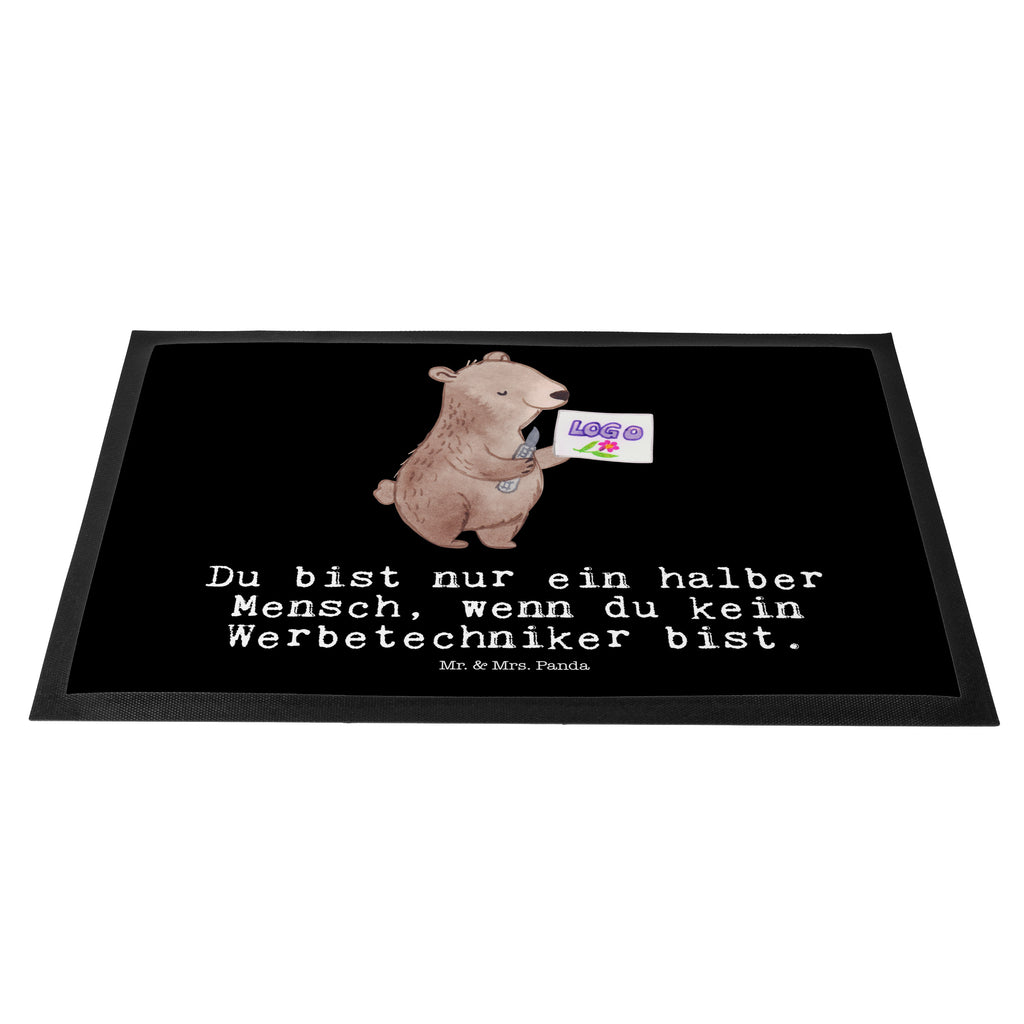 Fußmatte Werbetechniker mit Herz  Türvorleger, Schmutzmatte, Fußabtreter, Matte, Schmutzfänger, Fußabstreifer, Schmutzfangmatte, Türmatte, Motivfußmatte,  Haustürmatte, Vorleger  Beruf, Ausbildung, Jubiläum, Abschied, Rente, Kollege, Kollegin, Geschenk, Schenken, Arbeitskollege, Mitarbeiter, Firma, Danke, Dankeschön