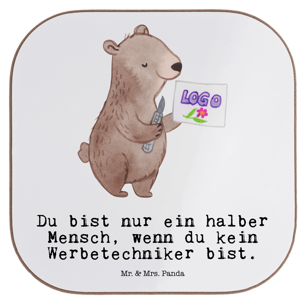 Quadratische Untersetzer Werbetechniker mit Herz Bierdeckel, Glasuntersetzer, Untersetzer Gläser, Getränkeuntersetzer, Beruf, Ausbildung, Jubiläum, Abschied, Rente, Kollege, Kollegin, Geschenk, Schenken, Arbeitskollege, Mitarbeiter, Firma, Danke, Dankeschön