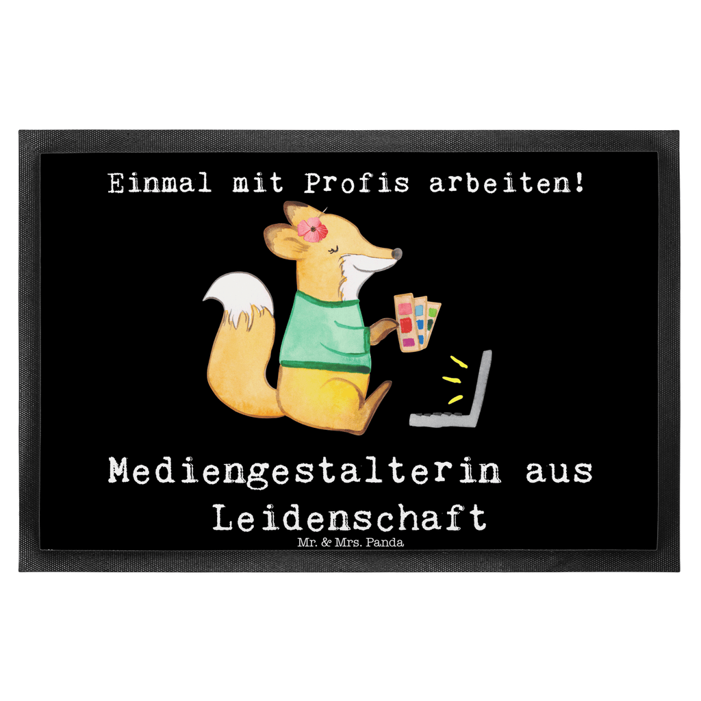 Fußmatte Mediengestalterin aus Leidenschaft Türvorleger, Schmutzmatte, Fußabtreter, Matte, Schmutzfänger, Fußabstreifer, Schmutzfangmatte, Türmatte, Motivfußmatte, Haustürmatte, Vorleger, Beruf, Ausbildung, Jubiläum, Abschied, Rente, Kollege, Kollegin, Geschenk, Schenken, Arbeitskollege, Mitarbeiter, Firma, Danke, Dankeschön, Grafikerin, Designer, Mediengestalter, Grafikdesignerin