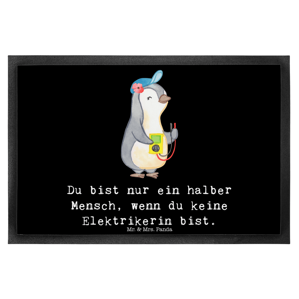Fußmatte Elektrikerin mit Herz Elektrikerin,  Elektronmonteurin, Elektrotechnikerin, Elektroinstallateurin, Elektromeisterin, Gesellenprüfung, Ausbildung,  Türvorleger, Schmutzmatte, Fußabtreter, Matte, Schmutzfänger, Fußabstreifer, Schmutzfangmatte, Türmatte, Motivfußmatte,  Haustürmatte, Vorleger  Beruf, Ausbildung, Jubiläum, Abschied, Rente, Kollege, Kollegin, Geschenk, Schenken, Arbeitskollege, Mitarbeiter, Firma, Danke, Dankeschön