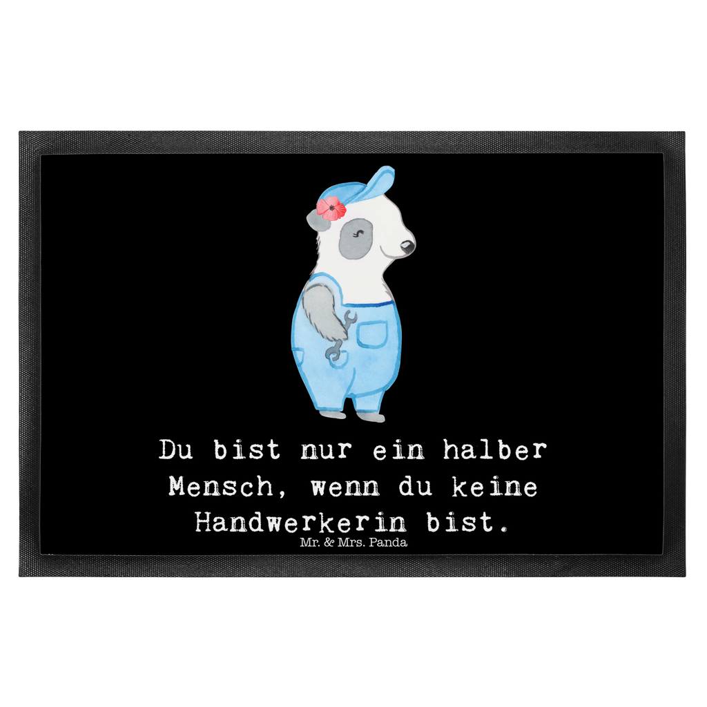 Fußmatte Handwerkerin mit Herz Handwerkerin, Gesellenprüfung, Handwerksbetrieb, Werkstatt Türvorleger, Schmutzmatte, Fußabtreter, Matte, Schmutzfänger, Fußabstreifer, Schmutzfangmatte, Türmatte, Motivfußmatte,  Haustürmatte, Vorleger  Beruf, Ausbildung, Jubiläum, Abschied, Rente, Kollege, Kollegin, Geschenk, Schenken, Arbeitskollege, Mitarbeiter, Firma, Danke, Dankeschön
