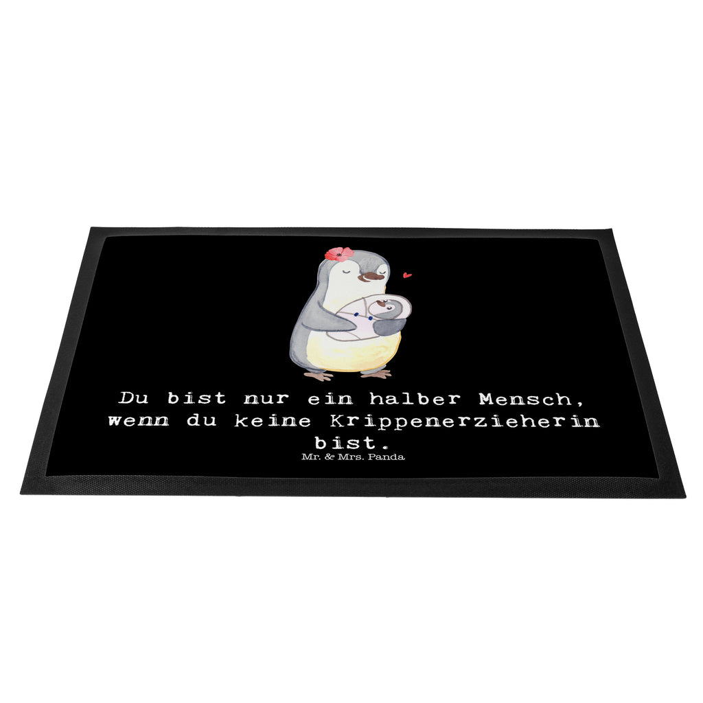 Fußmatte Krippenerzieherin mit Herz Krippenerzieherin,  Kindertagesstätte, KITA, Eröffnung, Erzieherin, Pädagogin,  Türvorleger, Schmutzmatte, Fußabtreter, Matte, Schmutzfänger, Fußabstreifer, Schmutzfangmatte, Türmatte, Motivfußmatte,  Haustürmatte, Vorleger  Beruf, Ausbildung, Jubiläum, Abschied, Rente, Kollege, Kollegin, Geschenk, Schenken, Arbeitskollege, Mitarbeiter, Firma, Danke, Dankeschön