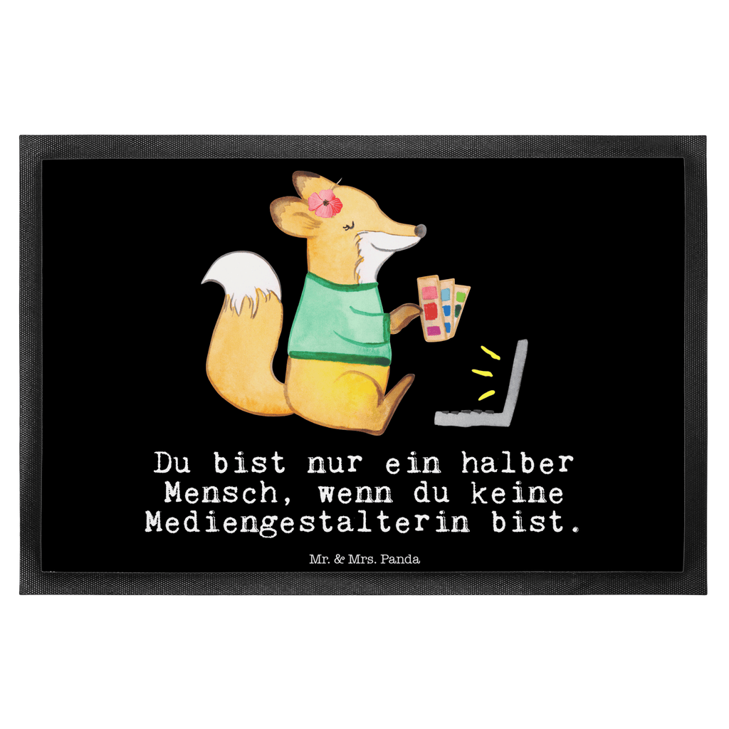 Fußmatte Mediengestalterin mit Herz Grafikerin, Designer, Mediengestalter, Grafikdesignerin,  Türvorleger, Schmutzmatte, Fußabtreter, Matte, Schmutzfänger, Fußabstreifer, Schmutzfangmatte, Türmatte, Motivfußmatte,  Haustürmatte, Vorleger  Beruf, Ausbildung, Jubiläum, Abschied, Rente, Kollege, Kollegin, Geschenk, Schenken, Arbeitskollege, Mitarbeiter, Firma, Danke, Dankeschön