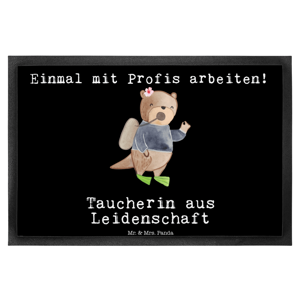 Fußmatte Taucherin aus Leidenschaft  Türvorleger, Schmutzmatte, Fußabtreter, Matte, Schmutzfänger, Fußabstreifer, Schmutzfangmatte, Türmatte, Motivfußmatte,  Haustürmatte, Vorleger  Beruf, Ausbildung, Jubiläum, Abschied, Rente, Kollege, Kollegin, Geschenk, Schenken, Arbeitskollege, Mitarbeiter, Firma, Danke, Dankeschön
