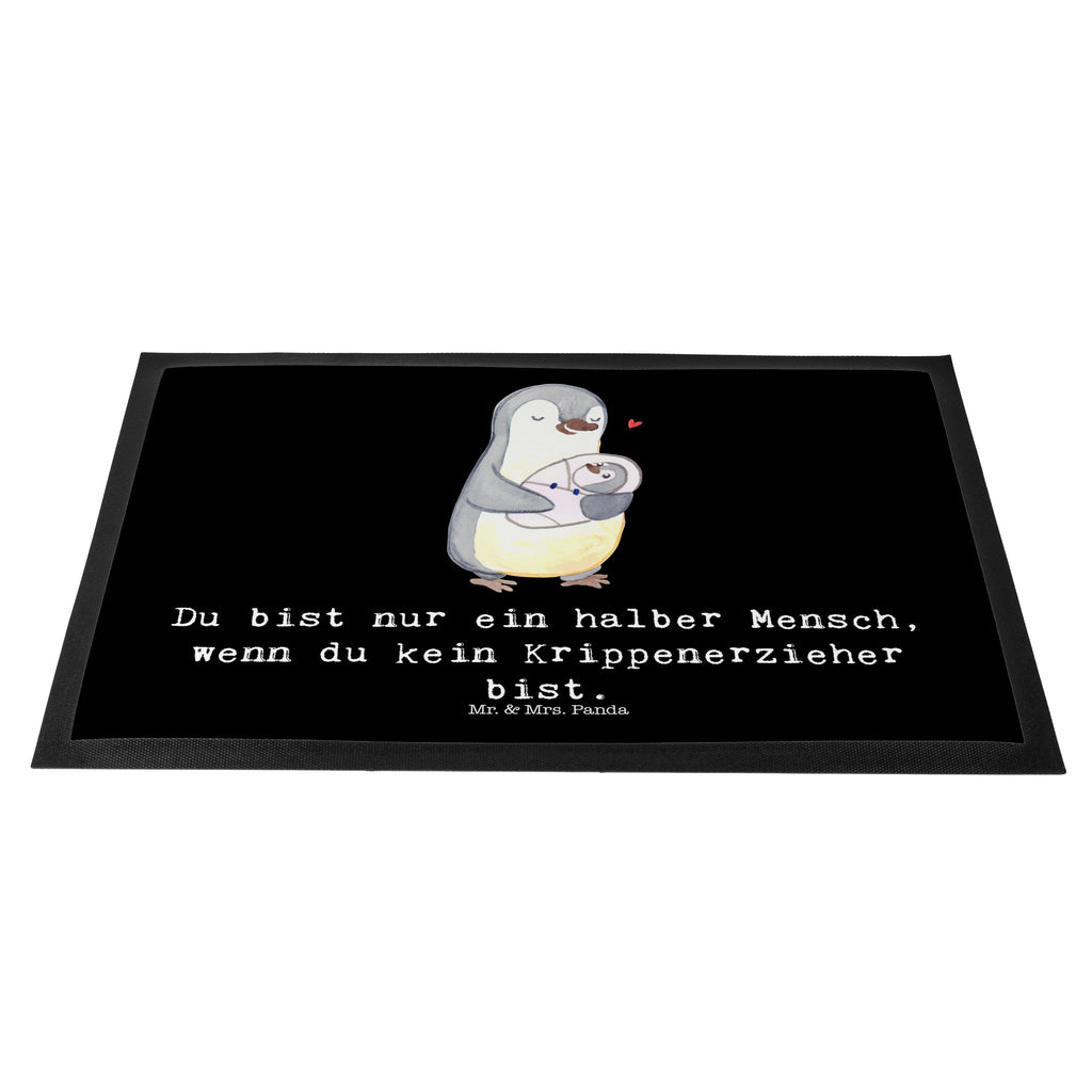 Fußmatte Krippenerzieher mit Herz Krippenerzieher, Kindertagesstätte, KITA, Eröffnung, Erzieher, Pädagoge,  Türvorleger, Schmutzmatte, Fußabtreter, Matte, Schmutzfänger, Fußabstreifer, Schmutzfangmatte, Türmatte, Motivfußmatte,  Haustürmatte, Vorleger  Beruf, Ausbildung, Jubiläum, Abschied, Rente, Kollege, Kollegin, Geschenk, Schenken, Arbeitskollege, Mitarbeiter, Firma, Danke, Dankeschön