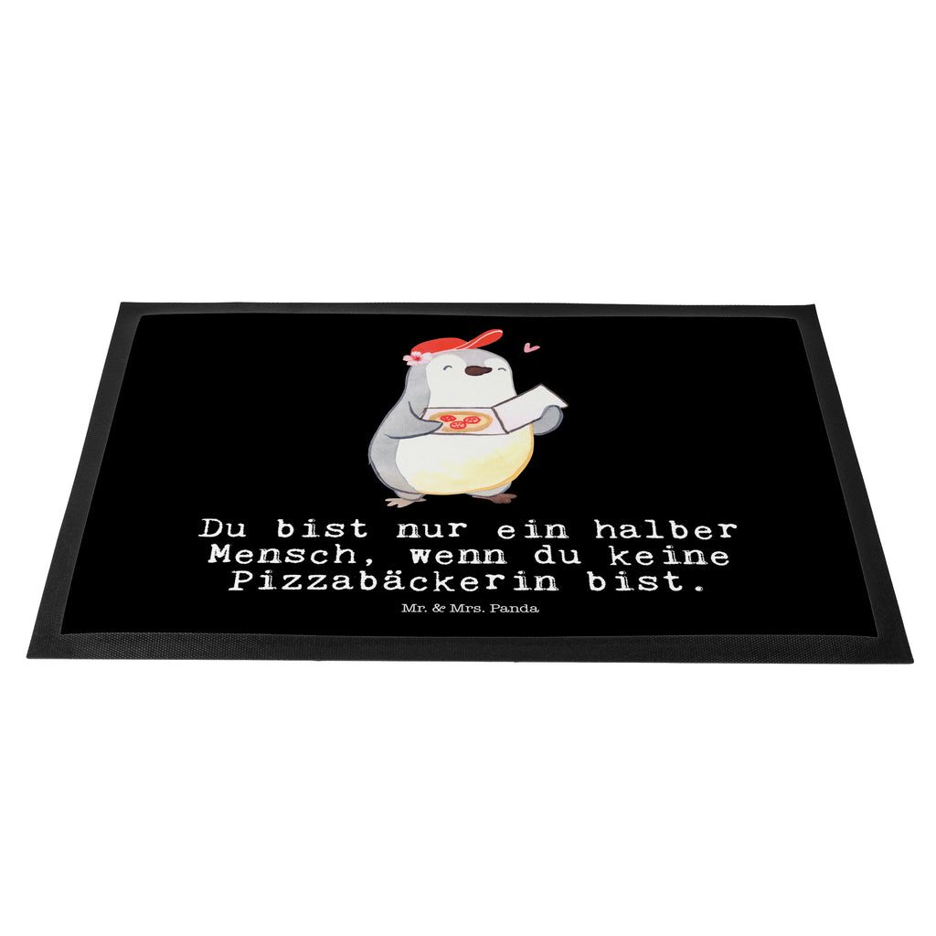 Fußmatte Pizzabäckerin mit Herz Lieferdienstmitarbeiterin, Pizzabäckerin,  Pizzabotin, Pizzabringdienst, Lieferbringdienst,  Türvorleger, Schmutzmatte, Fußabtreter, Matte, Schmutzfänger, Fußabstreifer, Schmutzfangmatte, Türmatte, Motivfußmatte,  Haustürmatte, Vorleger  Beruf, Ausbildung, Jubiläum, Abschied, Rente, Kollege, Kollegin, Geschenk, Schenken, Arbeitskollege, Mitarbeiter, Firma, Danke, Dankeschön