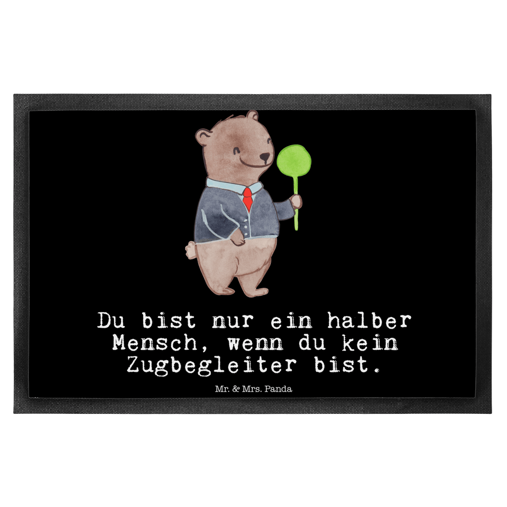 Fußmatte Zugbegleiter mit Herz  Türvorleger, Schmutzmatte, Fußabtreter, Matte, Schmutzfänger, Fußabstreifer, Schmutzfangmatte, Türmatte, Motivfußmatte,  Haustürmatte, Vorleger  Beruf, Ausbildung, Jubiläum, Abschied, Rente, Kollege, Kollegin, Geschenk, Schenken, Arbeitskollege, Mitarbeiter, Firma, Danke, Dankeschön
