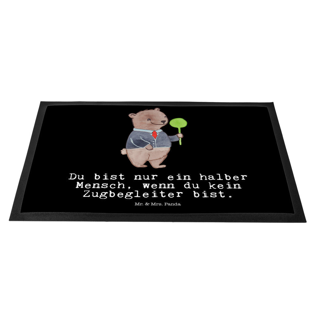 Fußmatte Zugbegleiter mit Herz  Türvorleger, Schmutzmatte, Fußabtreter, Matte, Schmutzfänger, Fußabstreifer, Schmutzfangmatte, Türmatte, Motivfußmatte,  Haustürmatte, Vorleger  Beruf, Ausbildung, Jubiläum, Abschied, Rente, Kollege, Kollegin, Geschenk, Schenken, Arbeitskollege, Mitarbeiter, Firma, Danke, Dankeschön