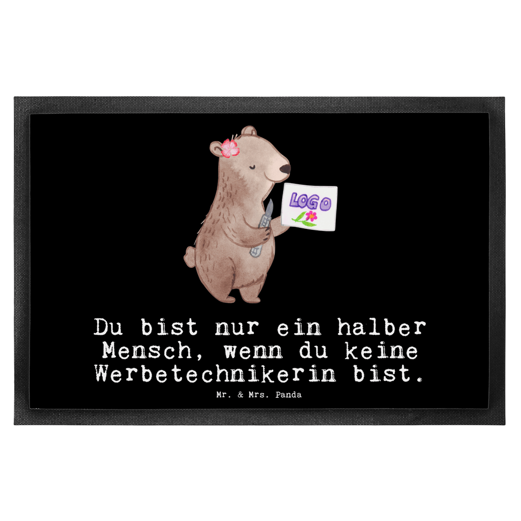 Fußmatte Werbetechnikerin mit Herz  Türvorleger, Schmutzmatte, Fußabtreter, Matte, Schmutzfänger, Fußabstreifer, Schmutzfangmatte, Türmatte, Motivfußmatte,  Haustürmatte, Vorleger  Beruf, Ausbildung, Jubiläum, Abschied, Rente, Kollege, Kollegin, Geschenk, Schenken, Arbeitskollege, Mitarbeiter, Firma, Danke, Dankeschön